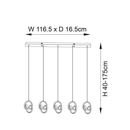 Lampa wisząca LED czarna 5-punktowa 116cm 97624 z serii COSMA - Endon Lighting