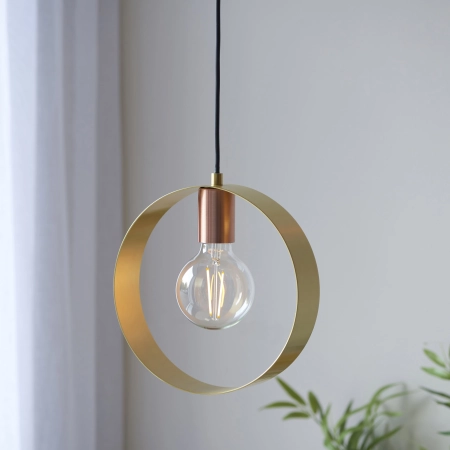 Lampa wisząca metalowa mosiężna okrągła 25cm 97664 z serii Hoop - Endon Lighting