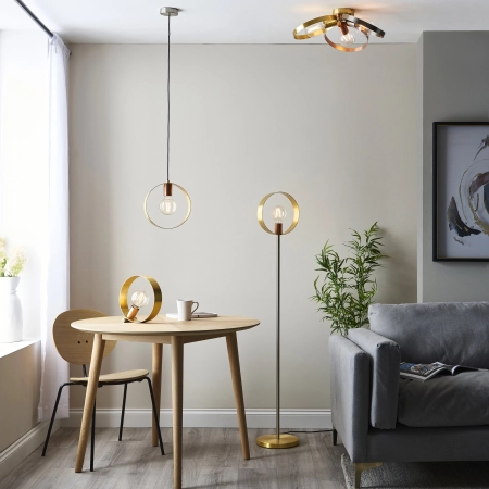 Lampa wisząca metalowa mosiężna okrągła 25cm 97664 z serii Hoop - Endon Lighting