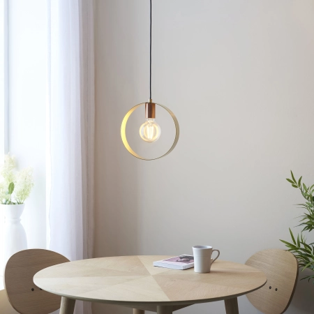 Lampa wisząca metalowa mosiężna okrągła 25cm 97664 z serii Hoop - Endon Lighting