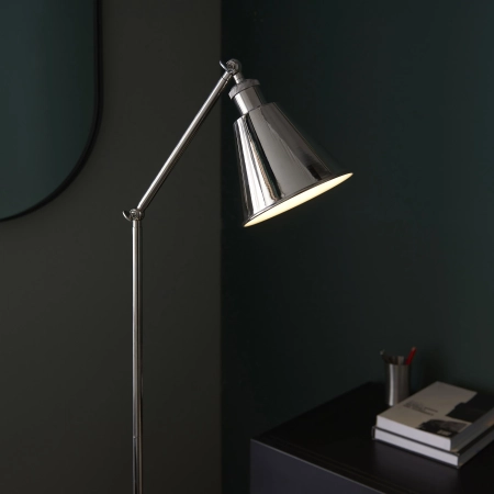 Lampa podłogowa metalowa niklowana regulowana 97835 z serii Hal - Endon Lighting