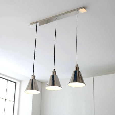Lampa wisząca metalowa niklowana 3-punktowa 97839 z serii Hal - Endon Lighting