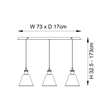 Lampa wisząca metalowa niklowana 3-punktowa 97839 z serii Hal - Endon Lighting