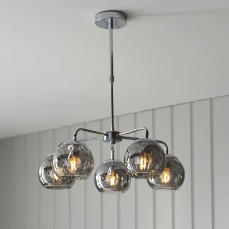 Lampa wisząca chromowana 5-punktowa z szklanymi kloszami 97972 z serii DIMPLE - Endon Lighting