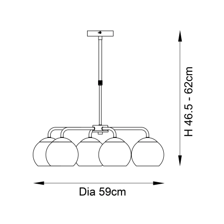 Lampa wisząca chromowana 5-punktowa z szklanymi kloszami 97972 z serii DIMPLE - Endon Lighting