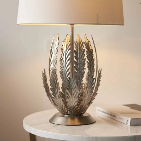 Lampa stołowa metalowa srebrna z białym abażurem 98046 z serii Delphine - Endon Lighting