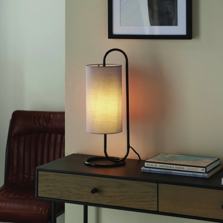 Lampa stołowa czarna metalowa z szarym abażurem 98087 z serii Klip - Endon Lighting