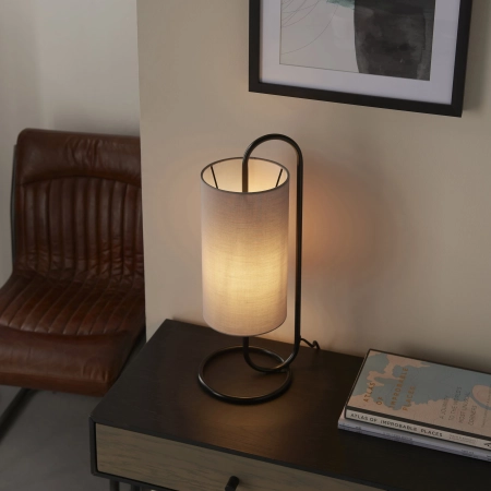 Lampa stołowa czarna metalowa z szarym abażurem 98087 z serii Klip - Endon Lighting