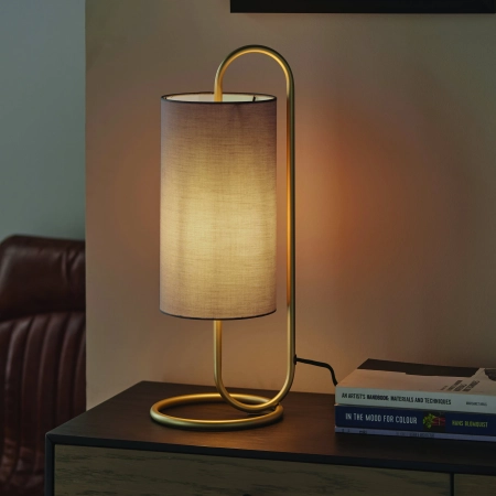 Lampa stołowa mosiężna z szarym abażurem 98089 z serii Klip - Endon Lighting