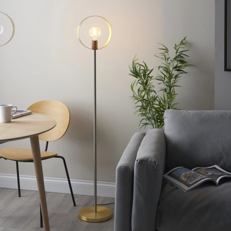 Lampa podłogowa metalowa mosiężna z okręgiem 98095 z serii HOOP - Endon Lighting