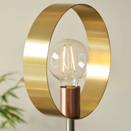 Lampa podłogowa metalowa mosiężna z okręgiem 98095 z serii HOOP - Endon Lighting
