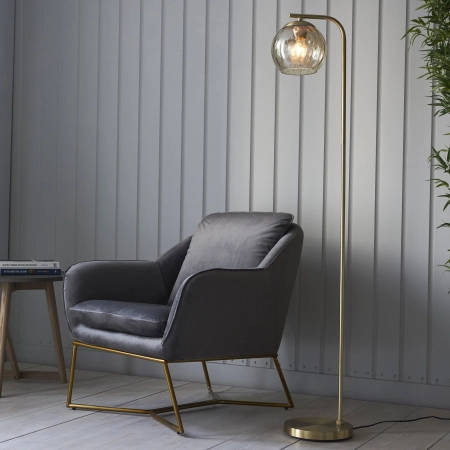 Lampa podłogowa mosiężna ze szklanym kloszem 98271 z serii Dimple - Endon Lighting
