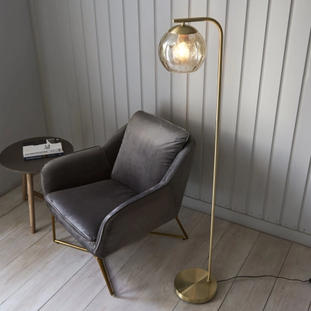 Lampa podłogowa mosiężna ze szklanym kloszem 98271 z serii Dimple - Endon Lighting