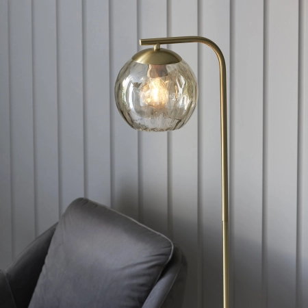 Lampa podłogowa mosiężna ze szklanym kloszem 98271 z serii Dimple - Endon Lighting