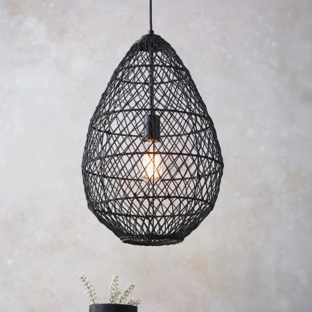 Lampa wisząca czarna rattanowa ażurowa 98472 z serii Pimva - Endon Lighting