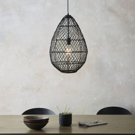 Lampa wisząca czarna rattanowa ażurowa 98472 z serii Pimva - Endon Lighting