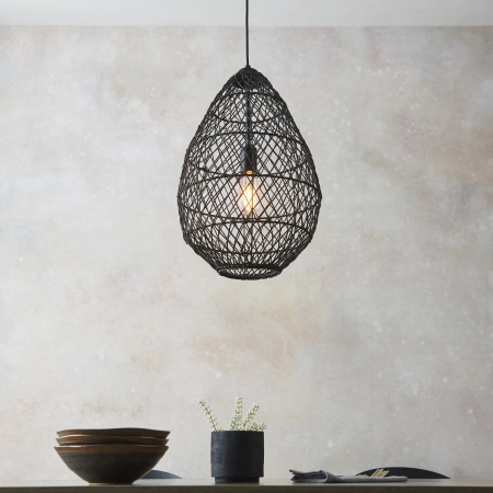 Lampa wisząca czarna rattanowa ażurowa 98472 z serii Pimva - Endon Lighting