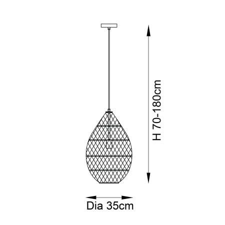 Lampa wisząca czarna rattanowa ażurowa 98472 z serii Pimva - Endon Lighting