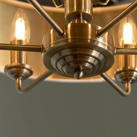 Lampa wisząca mosiężna z białym abażurem 6-punktowa 98933 z serii Highclere - Endon Lighting