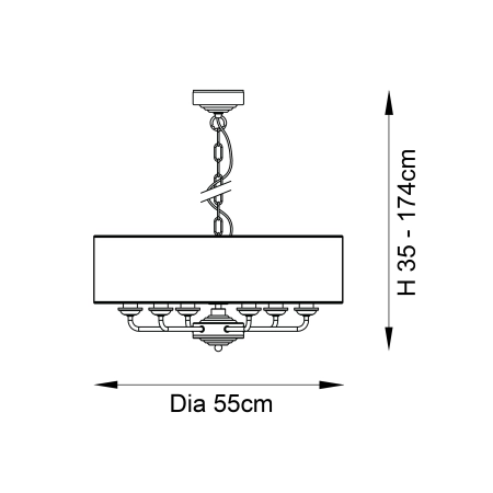 Lampa wisząca mosiężna z białym abażurem 6-punktowa 98933 z serii Highclere - Endon Lighting
