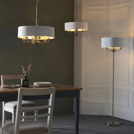 Lampa wisząca biała z mosiądzem 3-punktowa 98934 z serii Highclere - Endon Lighting