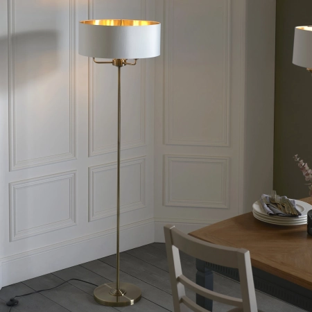 Lampa podłogowa mosiężna z białym abażurem 3-punktowa 98935 z serii Highclere - Endon Lighting