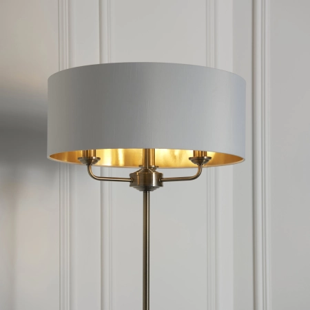 Lampa podłogowa mosiężna z białym abażurem 3-punktowa 98935 z serii Highclere - Endon Lighting