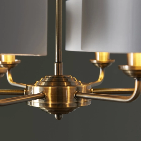 Lampa wisząca mosiężna 6-punktowa z białymi abażurami 98936 z serii Highclere - Endon Lighting