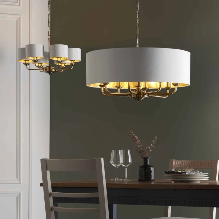 Lampa wisząca 8-punktowa biała z mosiądzem 70cm 98938 z serii Highclere - Endon Lighting
