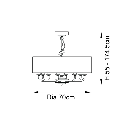 Lampa wisząca 8-punktowa biała z mosiądzem 70cm 98938 z serii Highclere - Endon Lighting