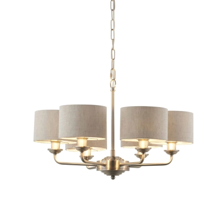 Lampa wisząca metalowa srebrna z beżowymi abażurami 99151 z serii Highclere - Endon Lighting