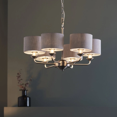 Lampa wisząca metalowa srebrna z beżowymi abażurami 99151 z serii Highclere - Endon Lighting