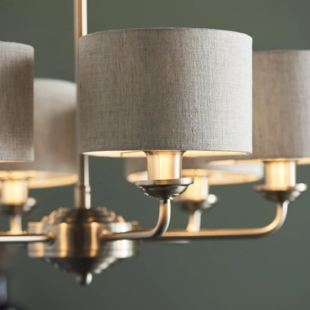 Lampa wisząca metalowa srebrna z beżowymi abażurami 99151 z serii Highclere - Endon Lighting