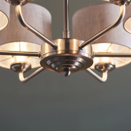 Lampa wisząca metalowa srebrna z beżowymi abażurami 99151 z serii Highclere - Endon Lighting