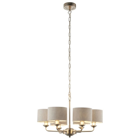 Lampa wisząca metalowa srebrna z beżowymi abażurami 99151 z serii Highclere - Endon Lighting