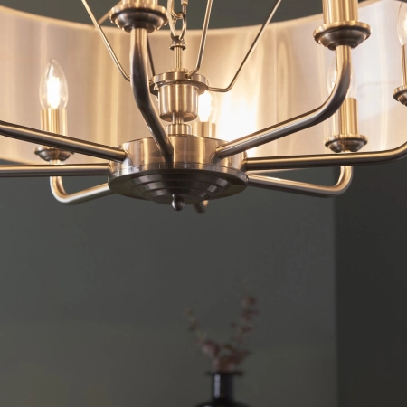 Lampa wisząca 8-punktowa srebrna z szarym abażurem 99152 z serii Highclere - Endon Lighting