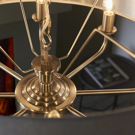 Lampa wisząca 8-punktowa srebrna z szarym abażurem 99152 z serii Highclere - Endon Lighting
