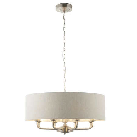 Lampa wisząca 8-punktowa srebrna z szarym abażurem 99152 z serii Highclere - Endon Lighting