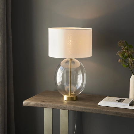 Lampa stołowa szklana mosiężna z białym abażurem 99292 z serii KELDA - Endon Lighting