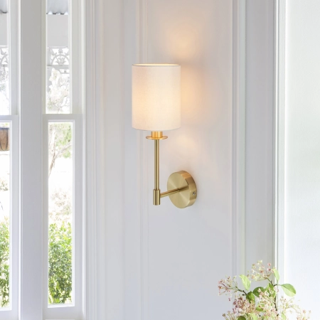 Kinkiet mosiężny z białym abażurem 99496 z serii Sancerre - Endon Lighting