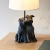 Lampa stołowa z figurką psów czarna z lnianym kloszem 106794 z serii WESTIE - Endon Lighting