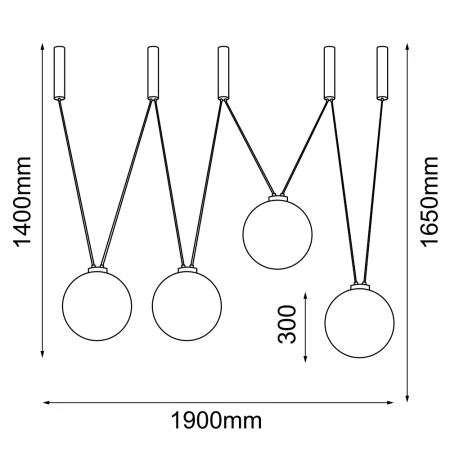 Lampa wisząca iO 4 - Czarna (1900 mm) 9146  - Antigo