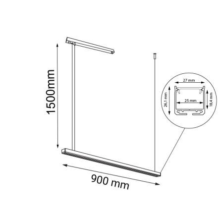 Lampa wisząca Hanawa - Czarna (900 mm) 4000K 8652  - Antigo