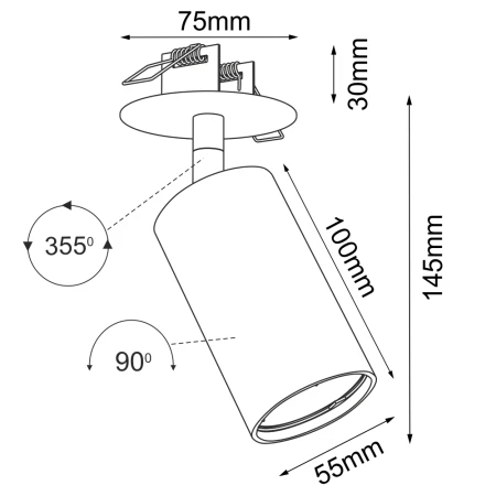Lampa wpuszczana Ace in 55 - Biała 3255  - Antigo