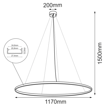 Lampa wisząca Agari 117 - Czarna (1170 mm) 3000K 5340  - Antigo