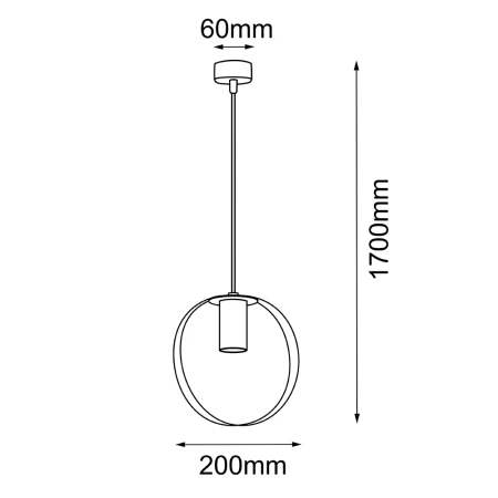 Lampa wisząca Ortiga 1 - Czarna (200 mm) 5041  - Antigo