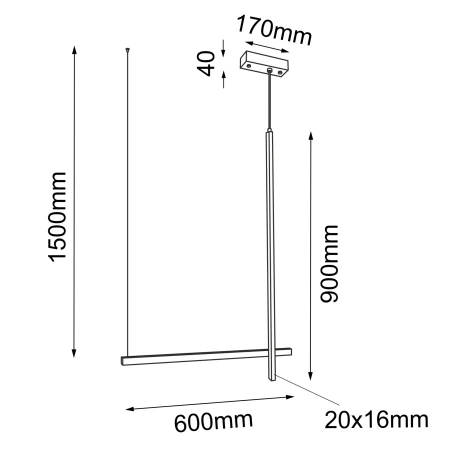 Lampa wisząca no. 4 - Czarna (600 mm) 5063  - Antigo