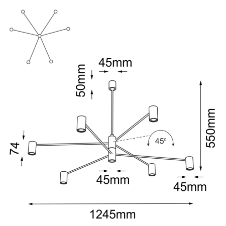 Lampa wisząca Dakata 6 - Czarna 5638  - Antigo