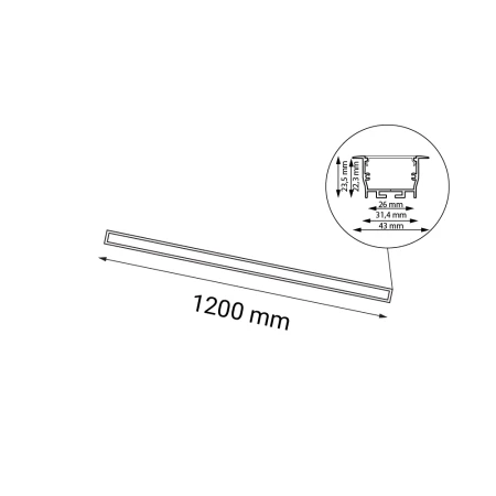 Lampa wpuszczana Hiate Line - Biała (1200 mm) 3000K 1829  - Antigo