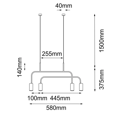 Lampa wisząca Vai 4 - Mosiądz polerowany-czarna (580 mm) 8839  - Antigo